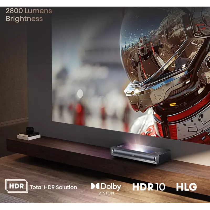 Hisense PX3 projektsiooniteleri ülilühike viskekaugusega projektor 2800 ANSI luumenit UHD 4K (3840x2160) must, tumehall