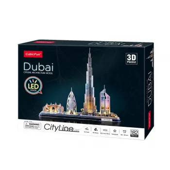 3D pusle CubicFun City Line Dubai LED, 182 tükki, 532×48 mm, vanus 10+