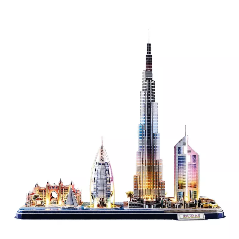3D pusle CubicFun City Line Dubai LED, 182 tükki, 532×48 mm, vanus 10+