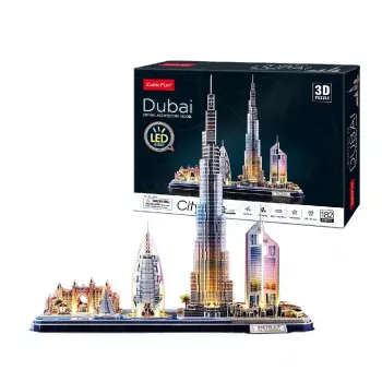 3D pusle CubicFun City Line Dubai LED, 182 tükki, 532×48 mm, vanus 10+