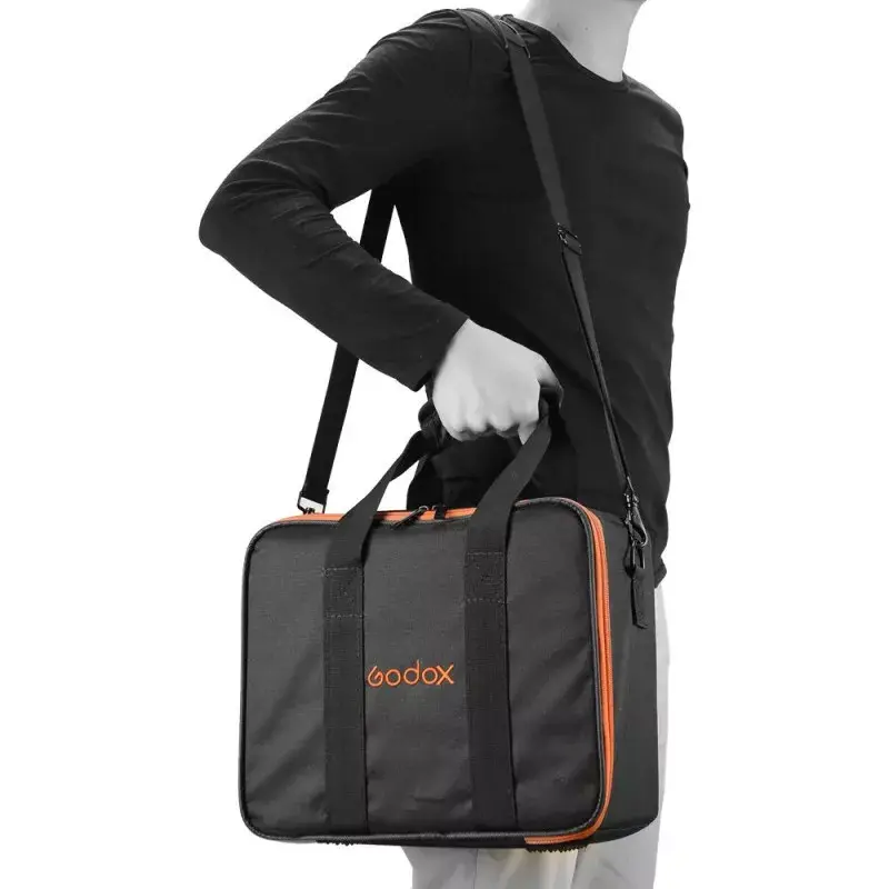 Kaamerakere kott Godox CB-12 AD600Pro-le, flanell/nailon, must ja oranž, õlarihmaga