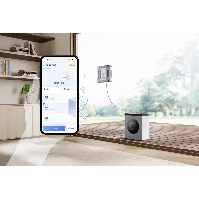 Akna puhastamise robot Ecovacs WINBOT W3 OMNI, aku 4500 mAh, 270×270×76 mm, hõbe/valge