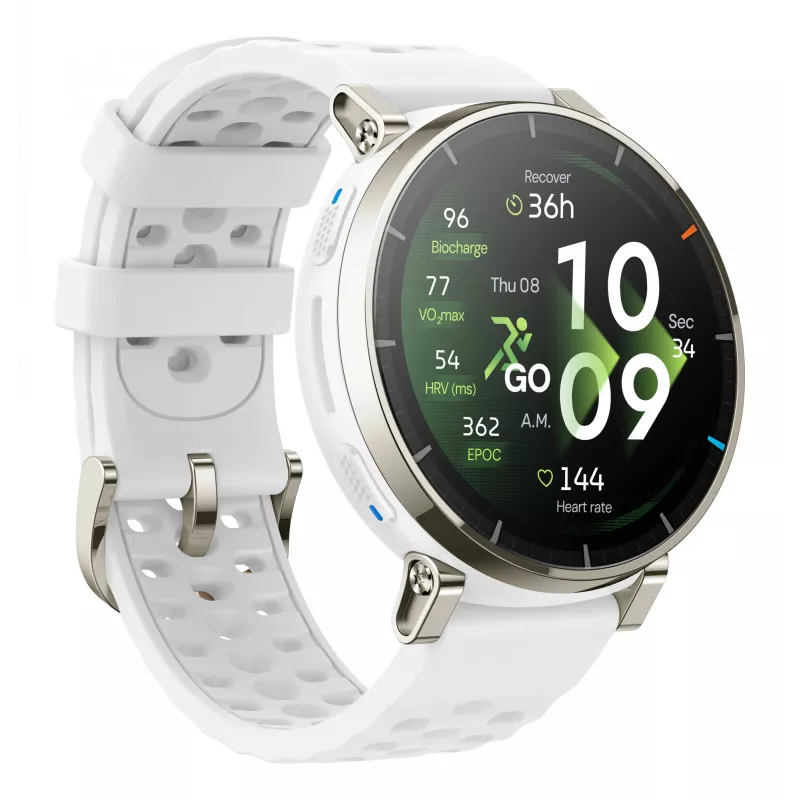 Amazfit Active 3 nutikell — 3,35 cm (1,32-tolline) AMOLED, 466×466, puuteekraan, GPS, 365 mAh, silikoonrihm