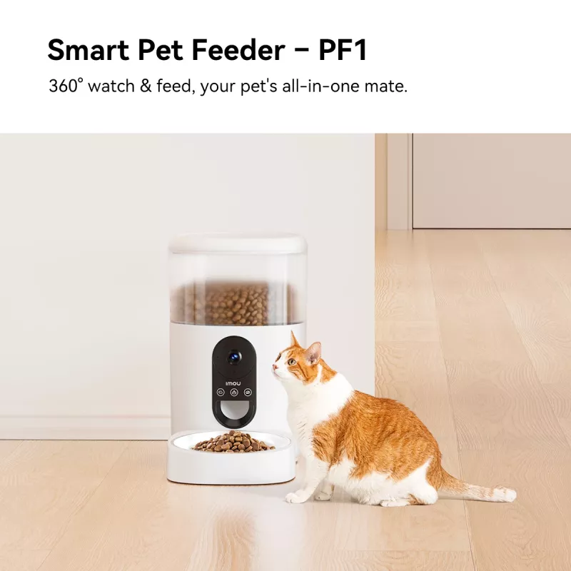 Automaatne lemmikloomasöötur IMOU PF1 — 4 L roostevaba terasest punker, Wi‑Fi 4, aku/alalisvoolutoide, 1 kauss