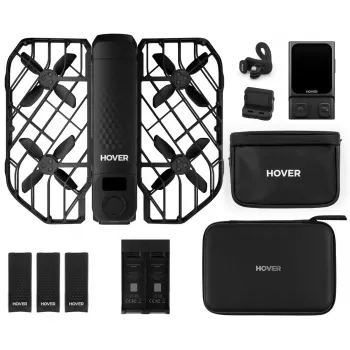 Mini-droon HOVERAir X1 Pro — 4 rootorit, 12 MP kaamera, 4K video, 1000 m ulatus, 1920 mAh aku, 32 GB sisemälu, Must
