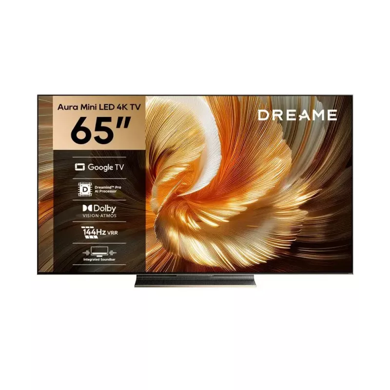 Nutiteler Dreame Aura S100 65-tolline teler, QLED+ (Mini Led), 4K UHD, Google TV, 144Hz, AI-protsessor, integreeritud heliriba, must