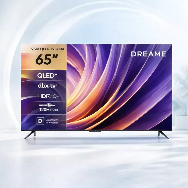 Nutiteler Dreame Vivid Q100 65 tolli, QLED+, 4K UHD, Google TV, 120 Hz, AI-protsessor, must