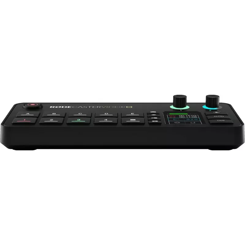 Mitmekanaliline taskuhäälingu- ja otseülekande tootmiskonsool Rode RodeCaster Video S RCVS-E — puuteekraan, Wi‑Fi, Bluetooth 5.3, 5x USB-C, 3x HDMI-sisend, 1x HDMI-väljund, microSD
