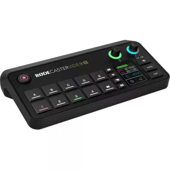 Mitmekanaliline taskuhäälingu- ja otseülekande tootmiskonsool Rode RodeCaster Video S RCVS-E — puuteekraan, Wi‑Fi, Bluetooth 5.3, 5x USB-C, 3x HDMI-sisend, 1x HDMI-väljund, microSD
