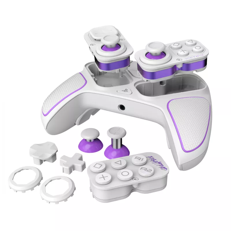 Mängupult VICTRIX 052-002-WH juhtmega ja juhtmevaba RF/USB, USB-C, 2000 mAh, PC/PS4/PS5, violetne/valge