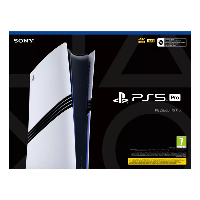 Mängukonsool Sony PlayStation 5 Pro – 2 TB SSD, GDDR6, Wi‑Fi 6/7, Ethernet, 8K tugi, must/valge
