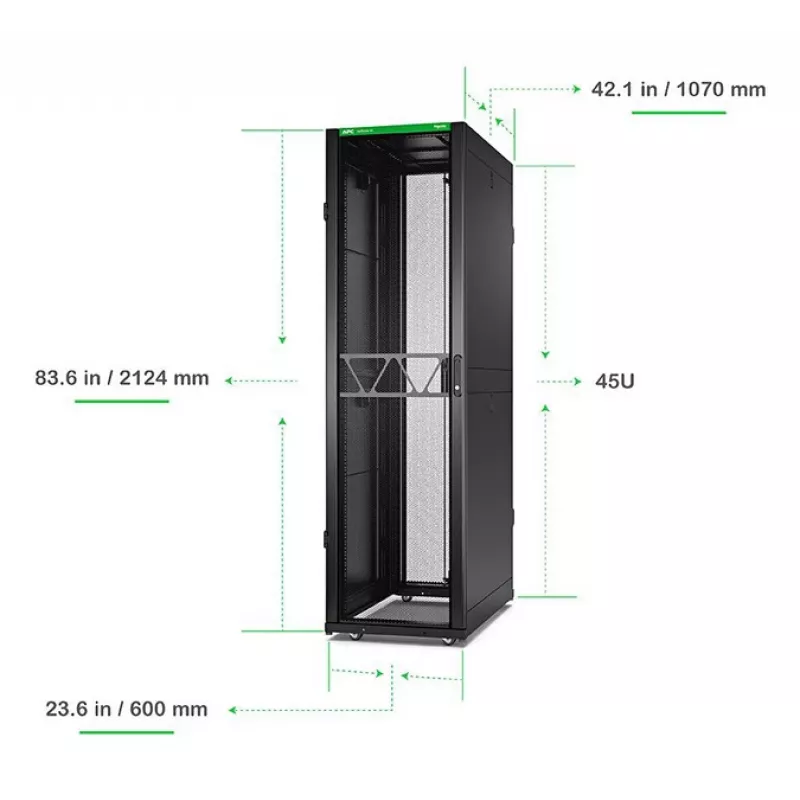 APC NetShelter SX Serveririiul Gen 2, 45U, 2124H x 600W x 1070D mm, külgedega, must