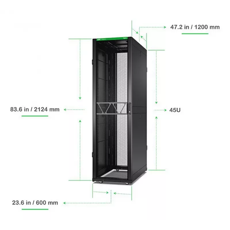 APC NetShelter SX Serveririiul Gen 2, 45U, 2124H x 600W x 1200D mm, külgedega, must
