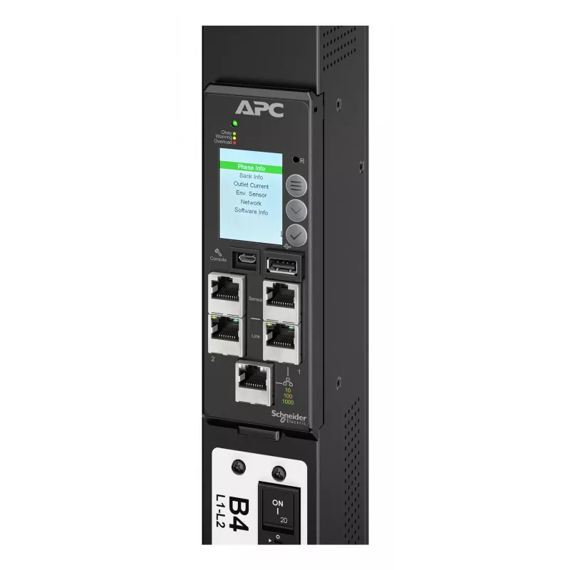 APC NetShelter Rack PDU Advanced Gen 2, mõõdetav, 3-faasiline, 43,5 kW 400 V 63 A või 34,6 kW 415 V 60 A, 560P6, 42 pistikupesa