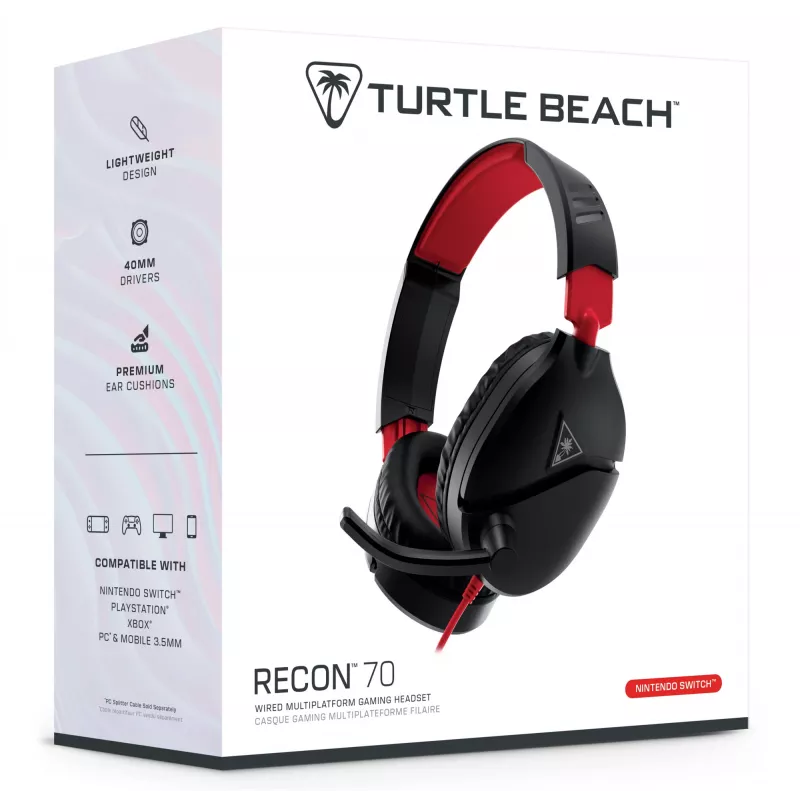 Over-ear stereo mänguripeakomplekt Turtle Recon 70 — must, juhtmega stereo, ühe kõrvaklapi juhtnupud