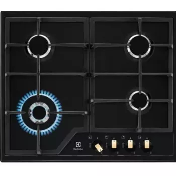 Gaasipliit Electrolux EGS6436RK sisseehitatud 4-tsooniline must, wok 4000 W, malmist restid, pöördnupud