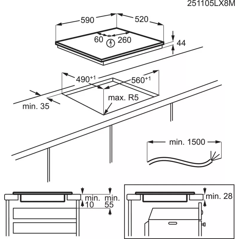 Electrolux EIV634 must sisseehitatav 60 cm tsoon-induktsioonpliit 4 tsooniga