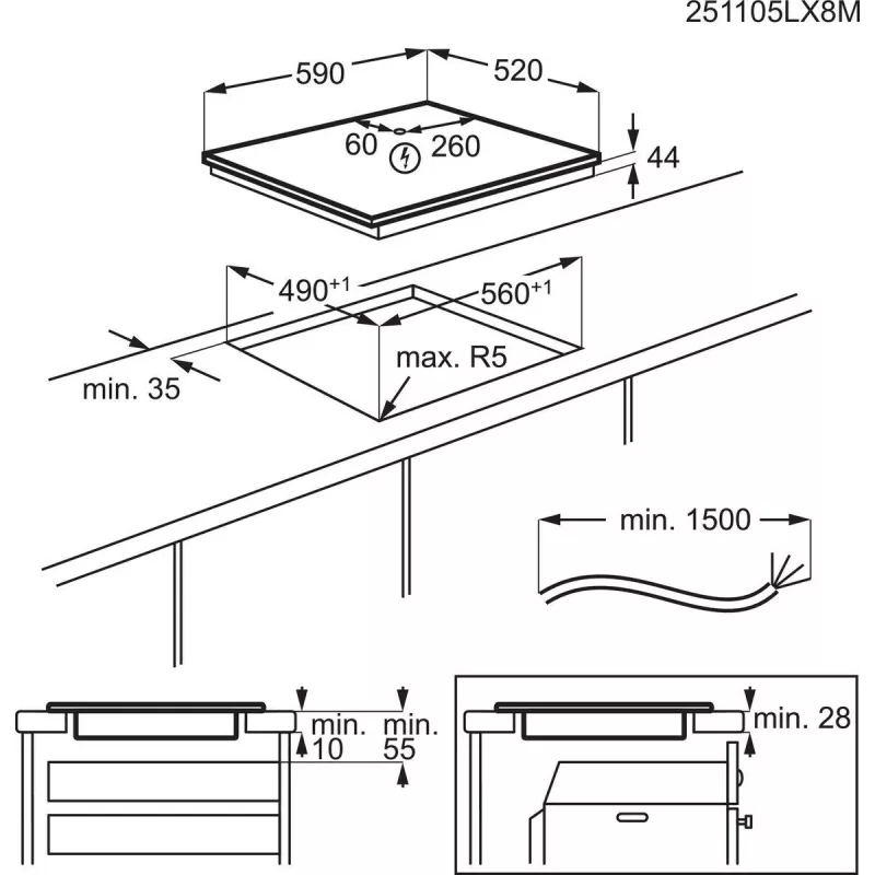 Electrolux Serie 600 EIV63443CT Must sisseehitatud 60 cm tsoon-induktsioonpliit 4 tsooniga