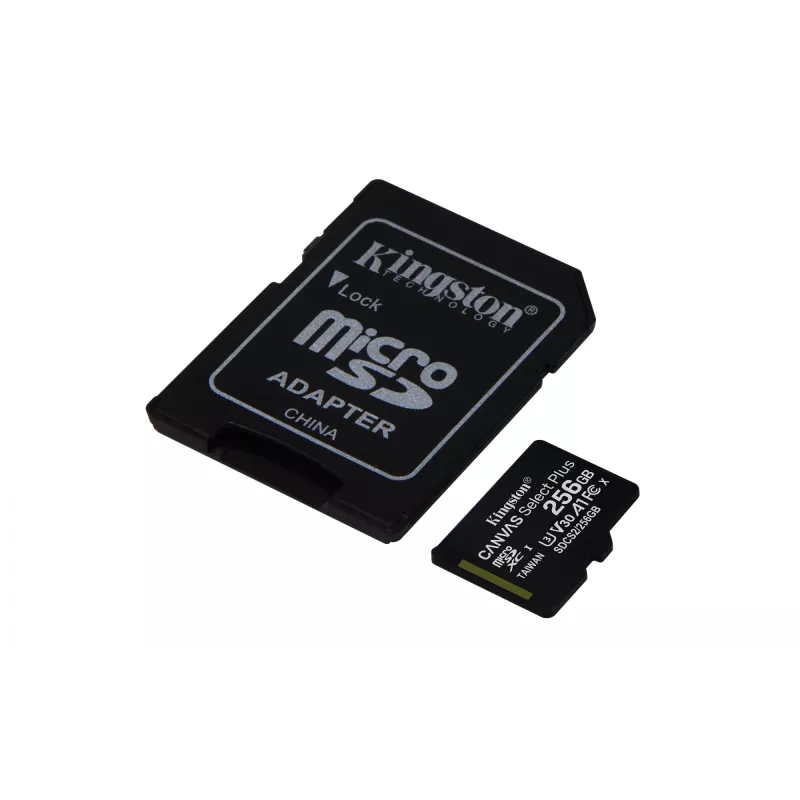 Kingston Technology Canvas Select 256 GB micSDXC Plus 100R A1 C10 kaart + adapter