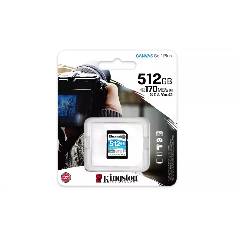 Kingston Technology Canvas Go! Plus 512 GB SDXC Canvas Go Plus 170R C10 UHS-I U3 V30