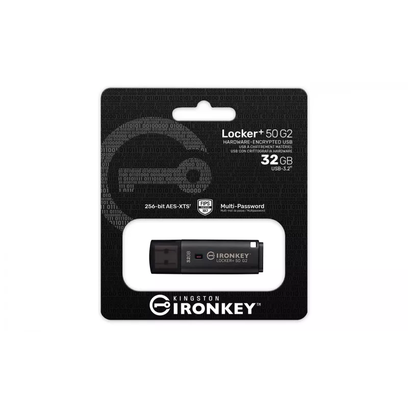 USB-mälupulk KINGSTON IronKey Locker Plus 50 G2 32 GB, USB 3.2 Gen 1 Type-A, AES-256, FIPS 197