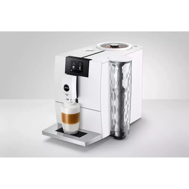 Espressomasin JURA ENA 8 (EC) — täisautomaatne, 1,1 L veepaak, 125 g oakaamel, 15 programmi, 15 baari, termoplokk, Wi‑Fi, valge