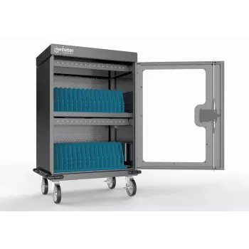 Manhattan iPad kuni 13 tolli, MacBook Air kuni 15 tolli ja Chromebook 15,6 tolli 32 pesaga laadimiskäru/-vanker USB-C kaudu, ka muud tahvelarvutid/nutitelefonid (seadme ja USB-C kaabliga), pesad 404x27,6x283 mm, seadme laadimiskaablid ei kuulu komplekti (soovitatav USB-C kaabel 354868), kapp