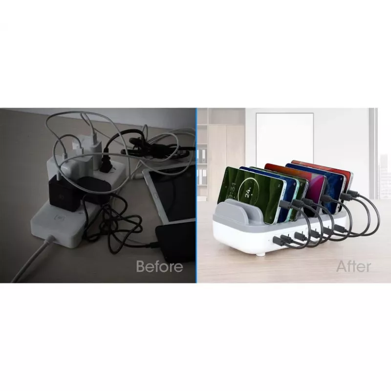 Manhattan 10-pordiline USB-C laadimisjaam, USB-C väljund: 10x 20 W, max 200 W, vahelduvvoolutoide (sh USA/EL/Ühendkuningriigi adapterid)