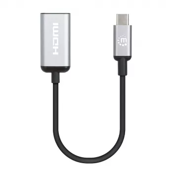 Manhattan USB-C to HDMI kaabel, 4K@60Hz, 5 Gbps (USB 3.2 Gen1 aka USB 3.0), 15 cm, must, isane-emane, kolme aasta garantii