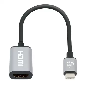 Manhattan USB-C to HDMI kaabel, 4K@60Hz, 5 Gbps (USB 3.2 Gen1 aka USB 3.0), 15 cm, must, isane-emane, kolme aasta garantii