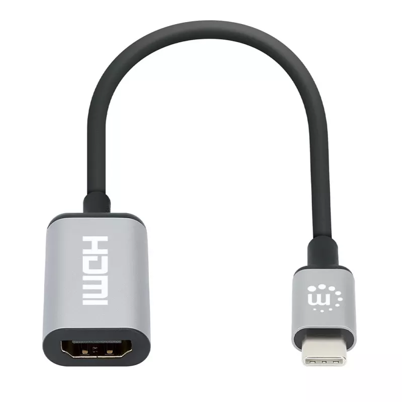 Manhattan USB-C to HDMI kaabel, 4K@60Hz, 5 Gbps (USB 3.2 Gen1 aka USB 3.0), 15 cm, must, isane-emane, kolme aasta garantii