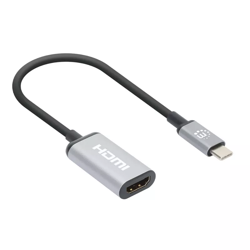 Manhattan USB-C to HDMI kaabel, 4K@60Hz, 5 Gbps (USB 3.2 Gen1 aka USB 3.0), 15 cm, must, isane-emane, kolme aasta garantii