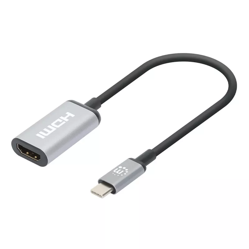 Manhattan USB-C to HDMI kaabel, 4K@60Hz, 5 Gbps (USB 3.2 Gen1 aka USB 3.0), 15 cm, must, isane-emane, kolme aasta garantii