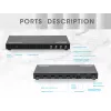 Manhattan 4K 4-pordiline HDMI-multivaaturi lüliti, lüliti nelja sisendiga ühel kuval, 4k@30Hz, mitu vaatamisvalikut, sh pilt-pildis ja kahe-/neljaekraaniline, nupp- või kaugjuhtimine, 3,5 mm ja Toslink heli, must, 3-aastane garantii