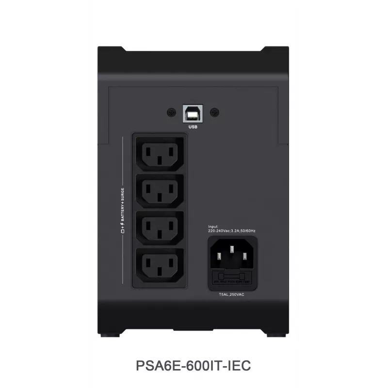 Vertiv PowerUPS 200 Essential PSA6E-600IT-IEC, 600VA/315W, line-interaktiivne, 0,6 kVA, 315 W, siinus, 140 V, 290 V