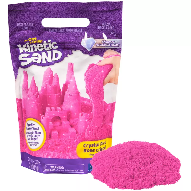 Kinetic Sand, 2 naela klaarjas roosa sädelev mänguliiv (pakend võib erineda), vormitavad sensoorsed mänguasjad lastele alates 3. eluaastast