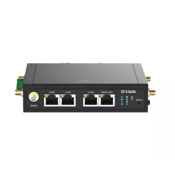 D-Link 4G LTE M2M VPN Wi-Fi ruuter, mobiilsidevõrgu ruuter, must, DIN-liistule paigaldatav, 802.11b, 802.11g, Wi-Fi 4 (802.11n), 300 Mbit/s, 4G