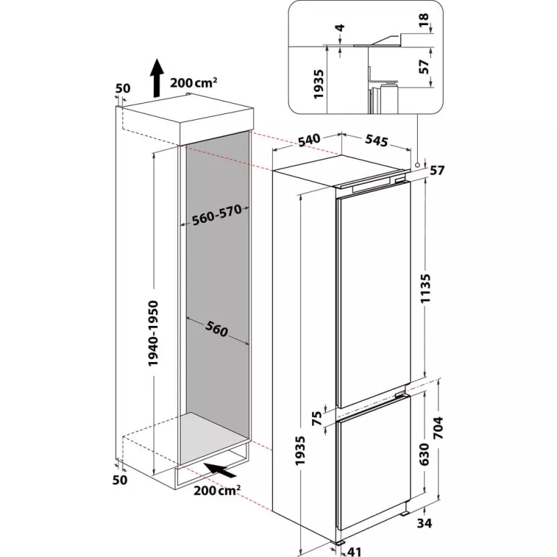 Whirlpool WHC20D023B1 SF sisseehitatav 300 L valge
