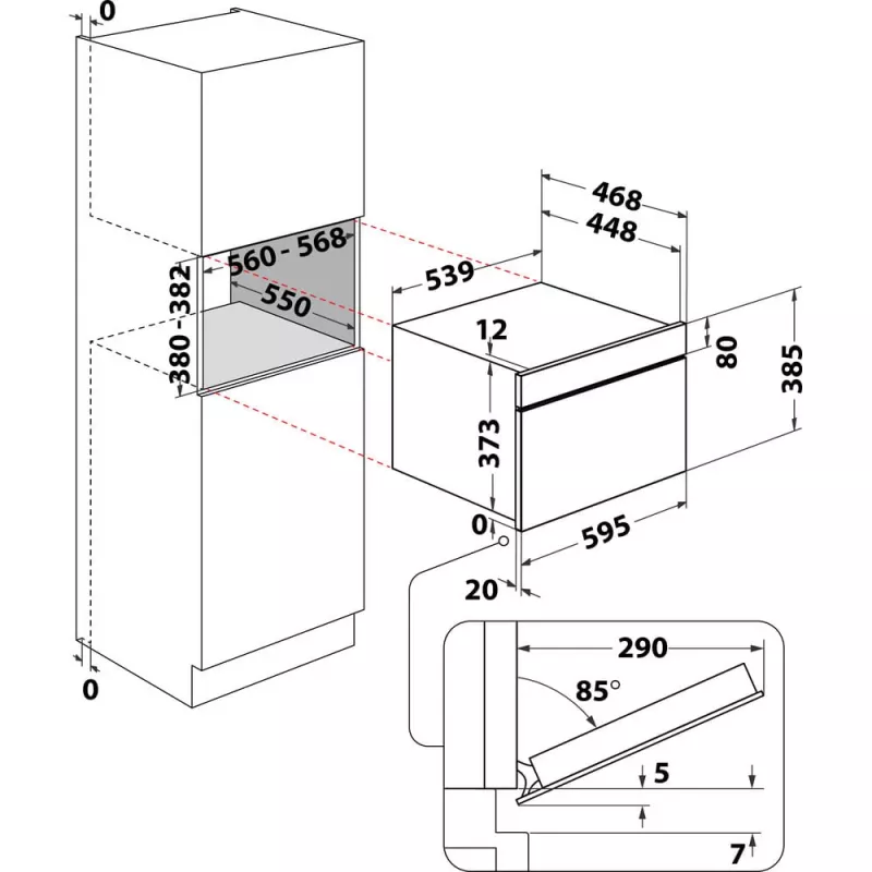 Whirlpool WMD54MX Must, Roostevaba teras Grill mikrolaineahi Sisseehitatav 31 L 1000 W