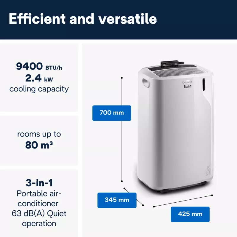 De’Longhi PAC EM82 kaasaskantav konditsioneer 63 dB 1000 W valge