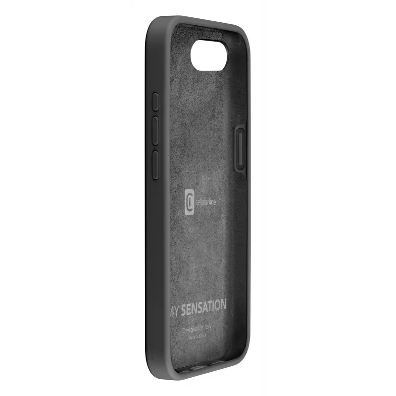 Cellularline Sensation - iPhone 16e/17e pehme puutega silikoonümbris sisseehitatud Microban® antibakteriaalse tehnoloogiaga