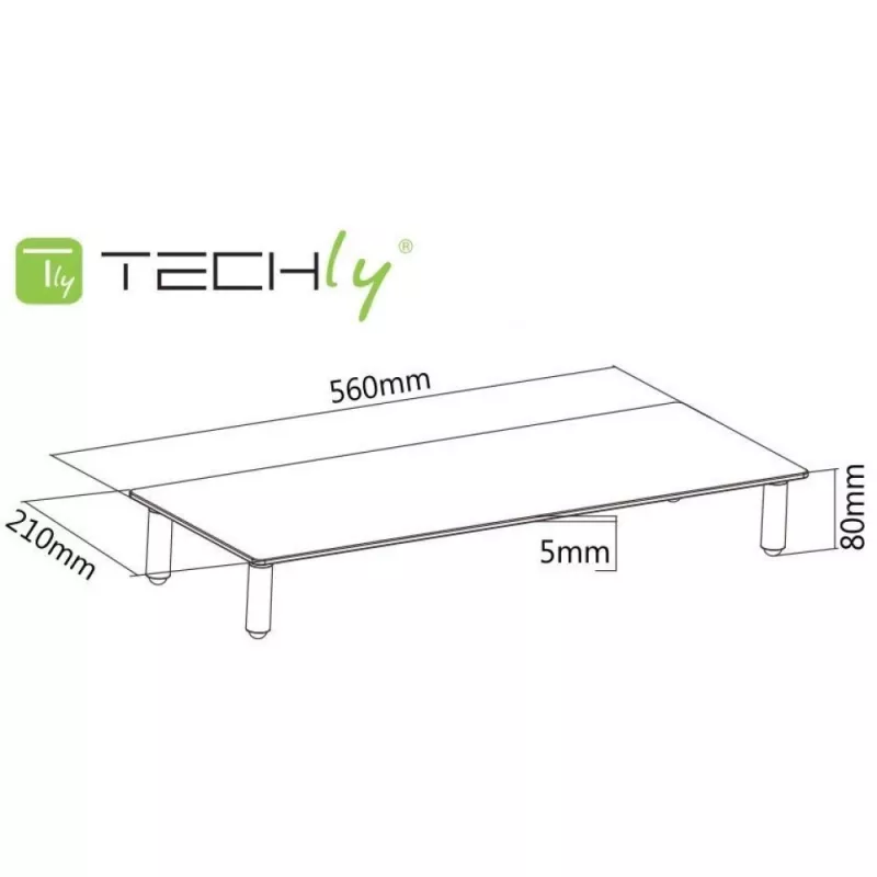 Techly universaalne lauapealne monitori alus, vabaltseisev, 20 kg, 33 cm (13 tolli), 81,3 cm (32 tolli), läbipaistev