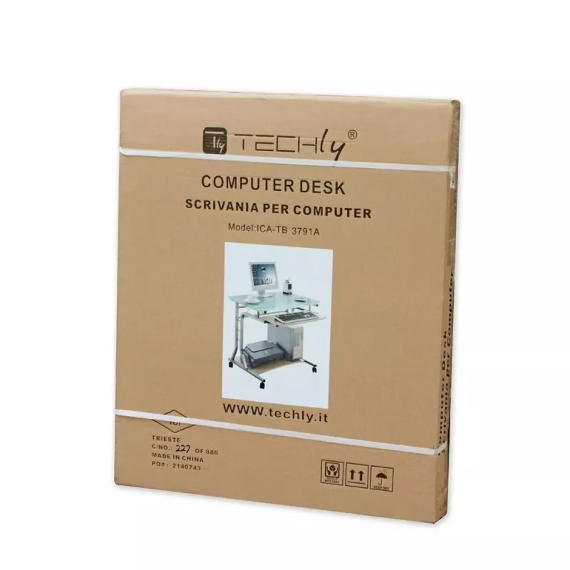 Techly kompaktne arvutilaud metallist ja klaasist ratastega ICA-TB 3791A