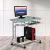 Techly kompaktne arvutilaud metallist ja klaasist ratastega ICA-TB 3791A