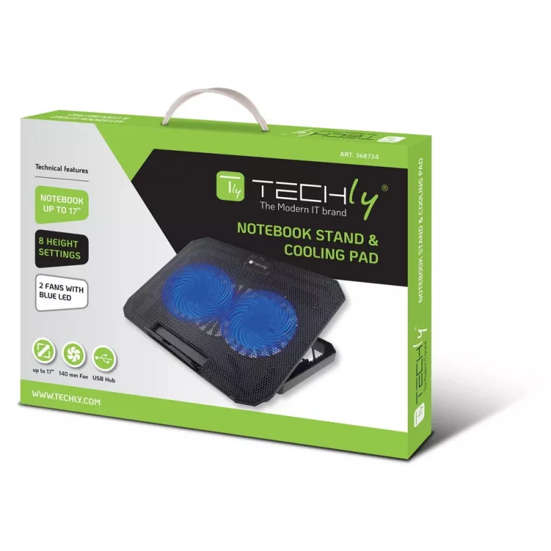 Techly ICOOL-CP11TY sülearvuti alus must 43,2 cm (17 tolli)