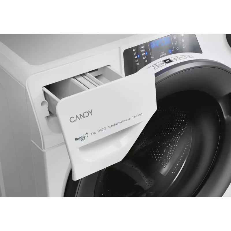Candy RapidÓ PRO RP 486BWMR/1-S pesumasin eestlaetav 8 kg 1400 RPM valge