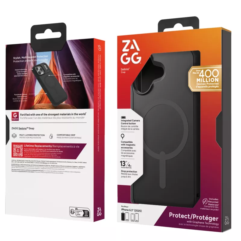 ZAGG Sedona Snap ümbris mudelile Apple iPhone 17 Flood Must, ümbris, Apple, iPhone 17, 16 cm (6.3 tolli), must