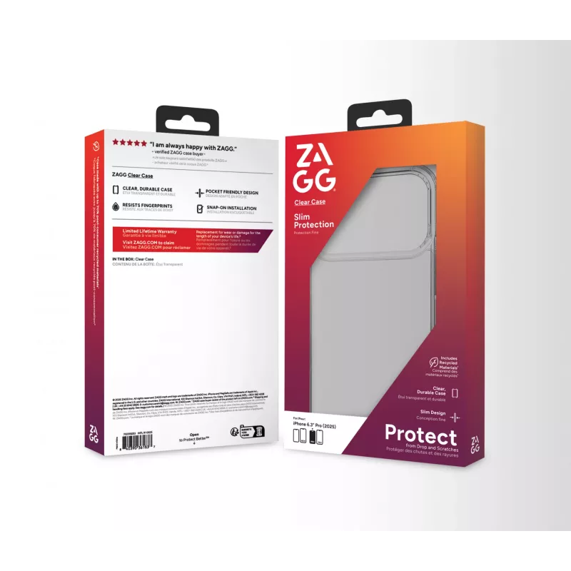 ZAGG Clear ümbris mudelile Apple iPhone 17 Pro, kate, Apple, iPhone 17 Pro, 16 cm (6.3 tolli), läbipaistev
