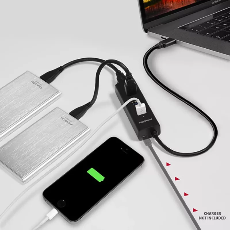 Axagon HUE-S2C liidesejaotur USB 3.2 Gen 1 (3.1 Gen 1) Type-A 5000 Mbit/s Must