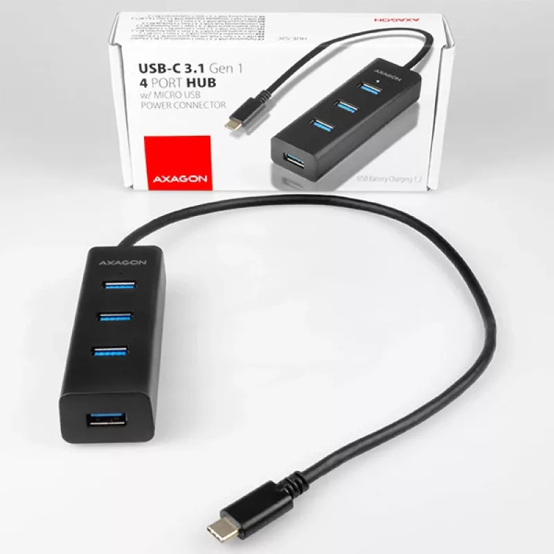 Axagon HUE-S2C liidesejaotur USB 3.2 Gen 1 (3.1 Gen 1) Type-A 5000 Mbit/s Must